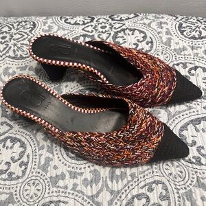 Antolina Paris Dorina woven knit block-heel mules with a red Orange black 36 / 6